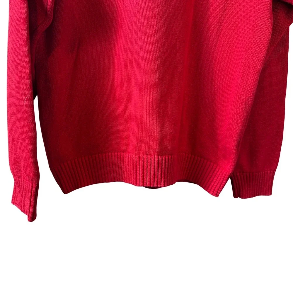 VTG Tommy Hilfiger Men's Red Crew Neck Long Sleeve Sweater Large Preppy